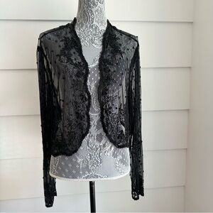 Vintage Scala Black Sheer Beaded Bolero Jacket size 3x